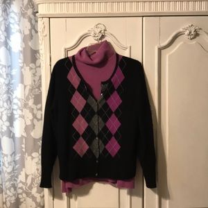 2 cashmere sweaters  blk/pur set or separate large